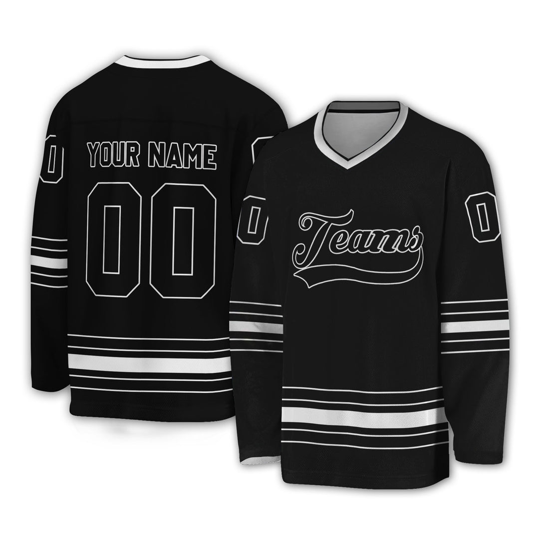 Personalized Ice Hockey Jersey shirt black and white team VDD02