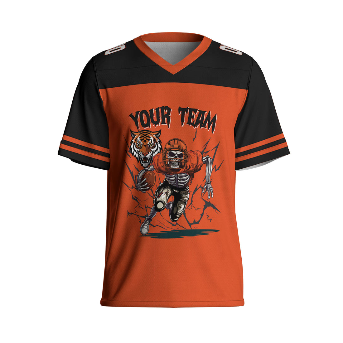 personalized-skeleton-football-jersey-football-custom-orange-black-i2-7062