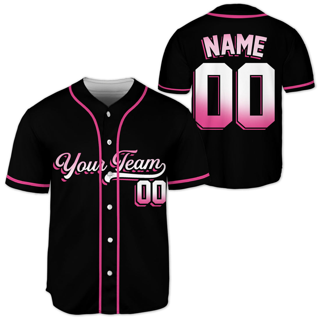 Personalized-Team-Name-And-Number-Baseball-Jersey-Custom-Design-Pink-Color-Collection-Gradient-Text