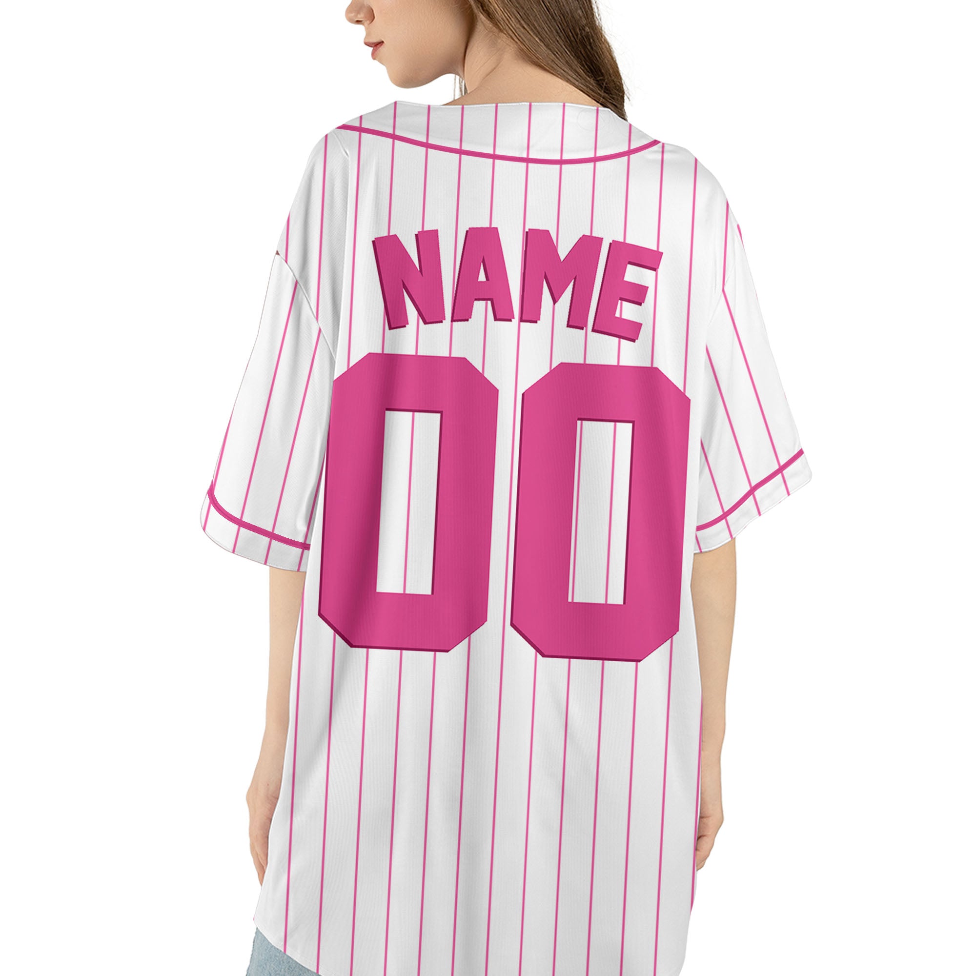 Personalized-Team-Name-And-Number-Baseball-Jersey-Custom-Design-Pink-Color-Collection-Stripes