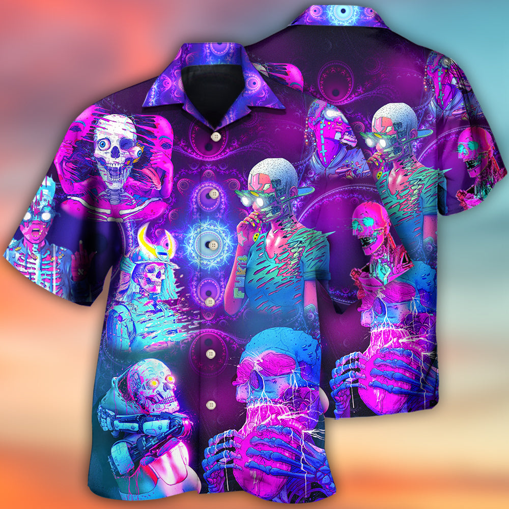 Skull Psychic Skull Face Future Style With Purple - Hawaiian Shirt - Owl Ohh