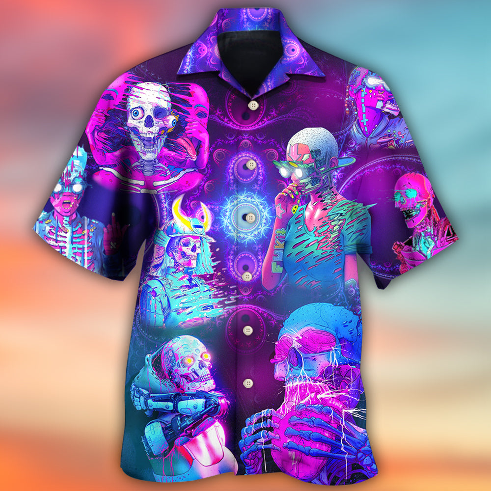 Skull Psychic Skull Face Future Style With Purple - Hawaiian Shirt - Owl Ohh