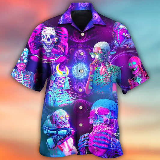Skull Psychic Skull Face Future Style With Purple - Hawaiian Shirt - Owl Ohh