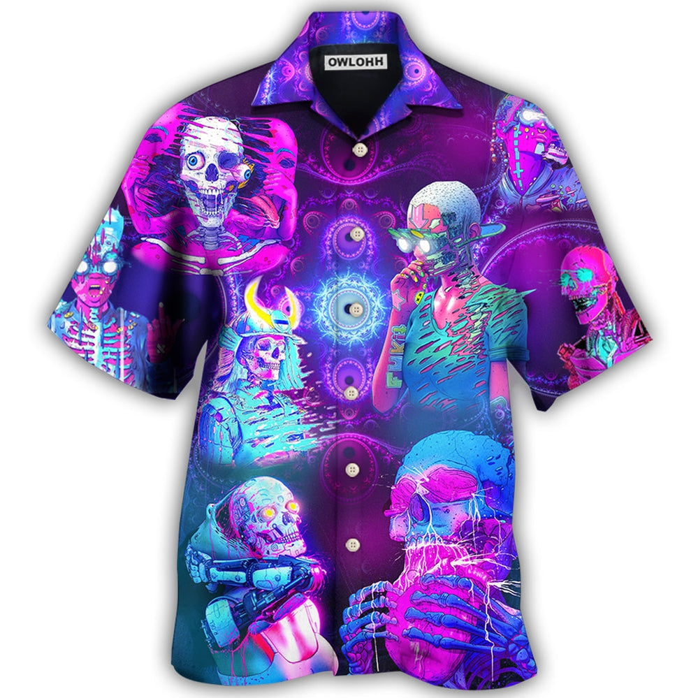Skull Psychic Skull Face Future Style With Purple - Hawaiian Shirt - Owl Ohh
