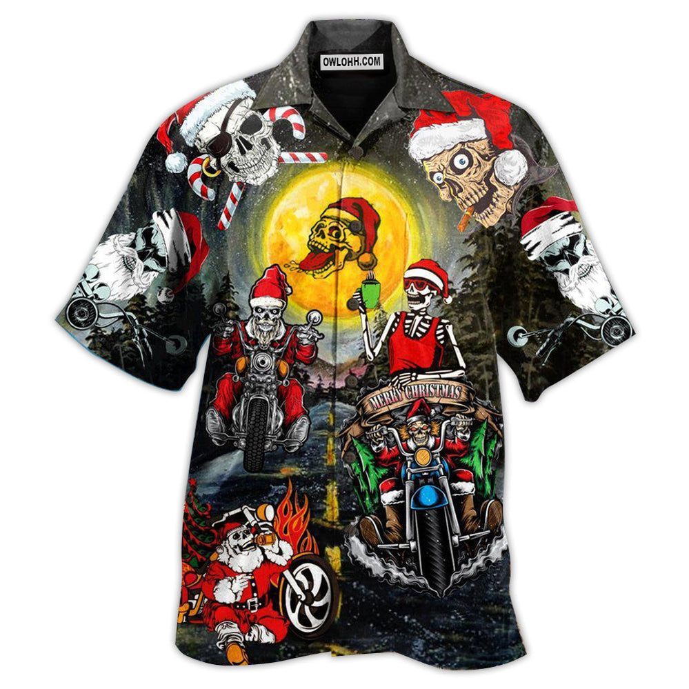 Skull Santa Skull Is Racing To You - Hawaiian Shirt  - Owl Ohh