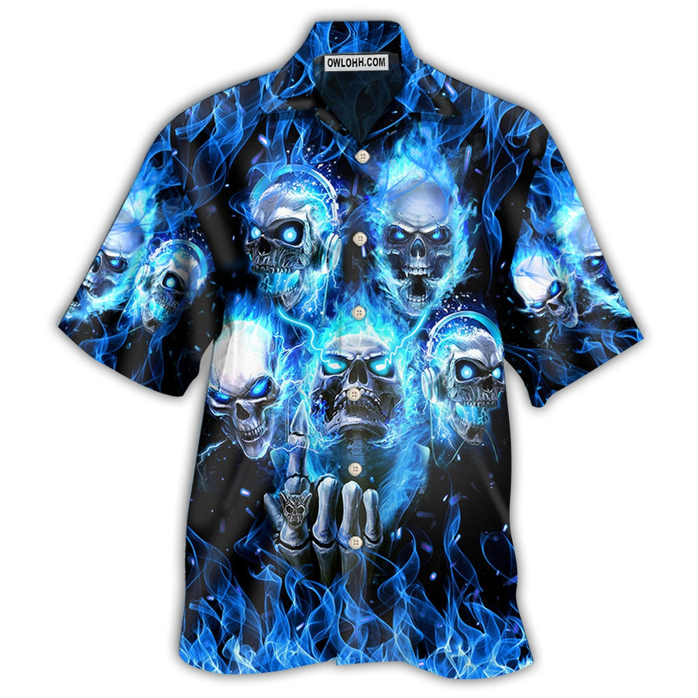 Skull Blue Skull Angry Style - Hawaiian Shirt  - Owl Ohh