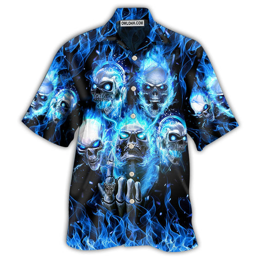 Skull Blue Skull Angry Style - Hawaiian Shirt  - Owl Ohh