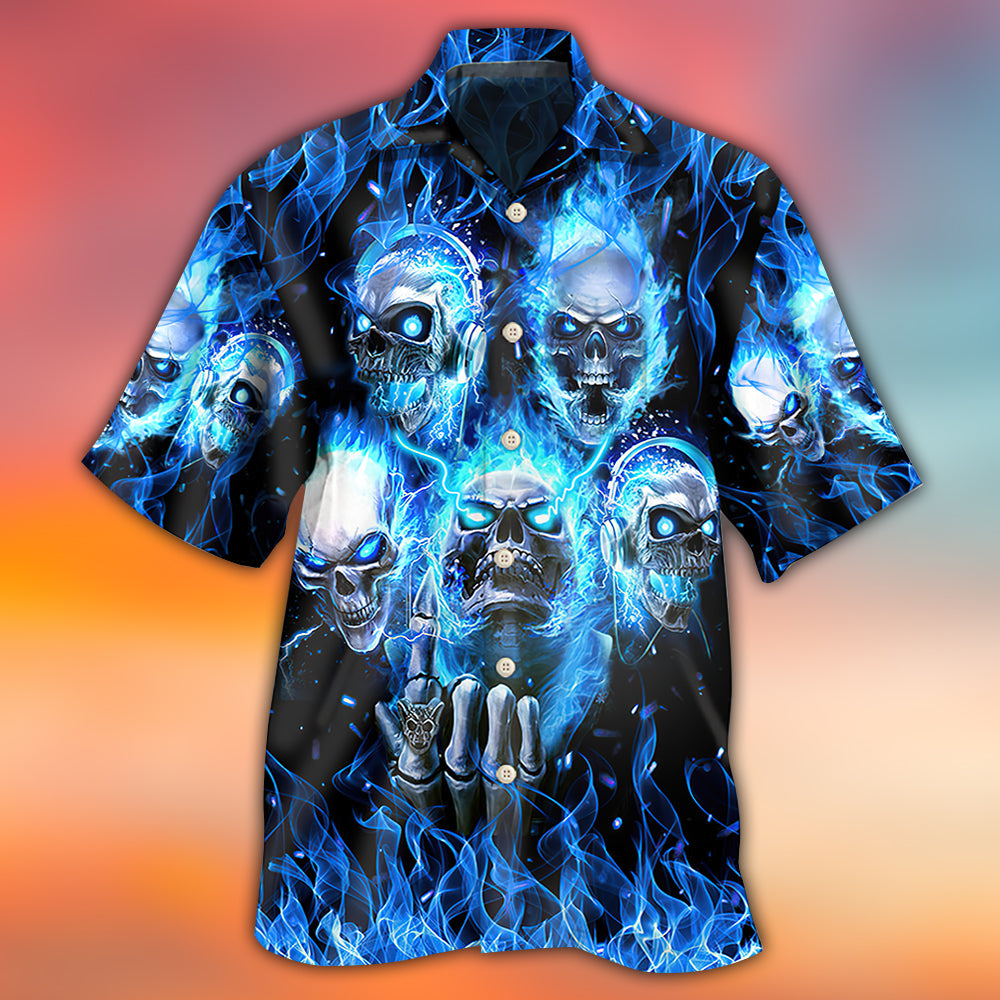 Skull Blue Skull Angry Style - Hawaiian Shirt  - Owl Ohh