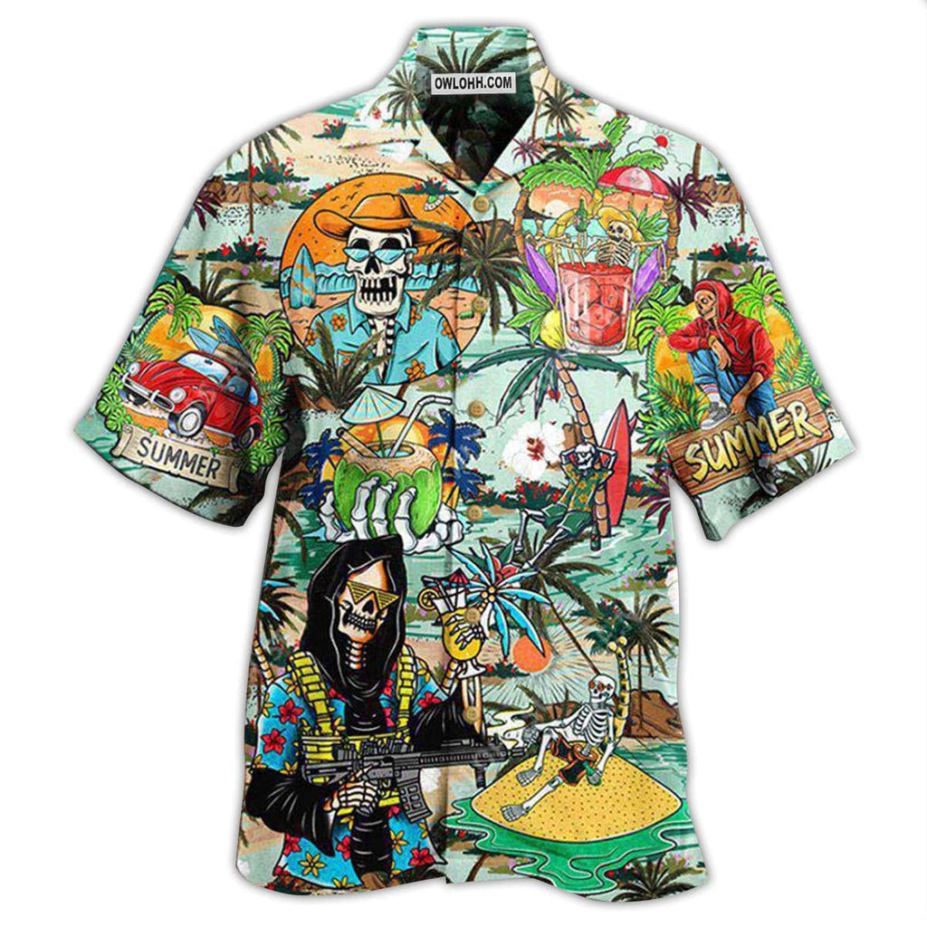 Skull Chill Out Summer Beach - Hawaiian Shirt  - Owl Ohh