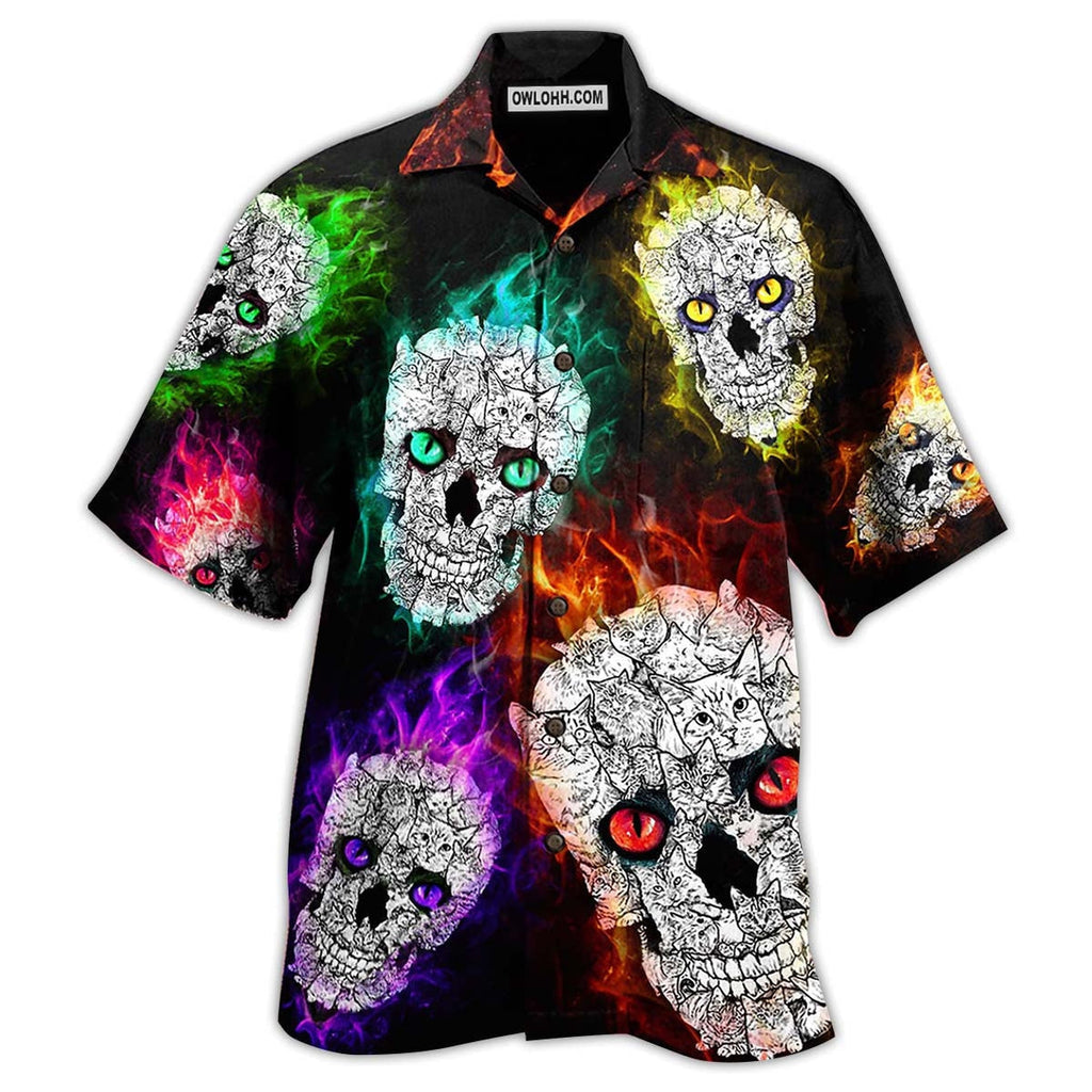 Skull Color Smile Say Hi - Hawaiian Shirt  - Owl Ohh