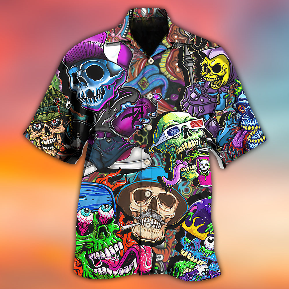 Skull Colorful Mix - Hawaiian Shirt  - Owl Ohh