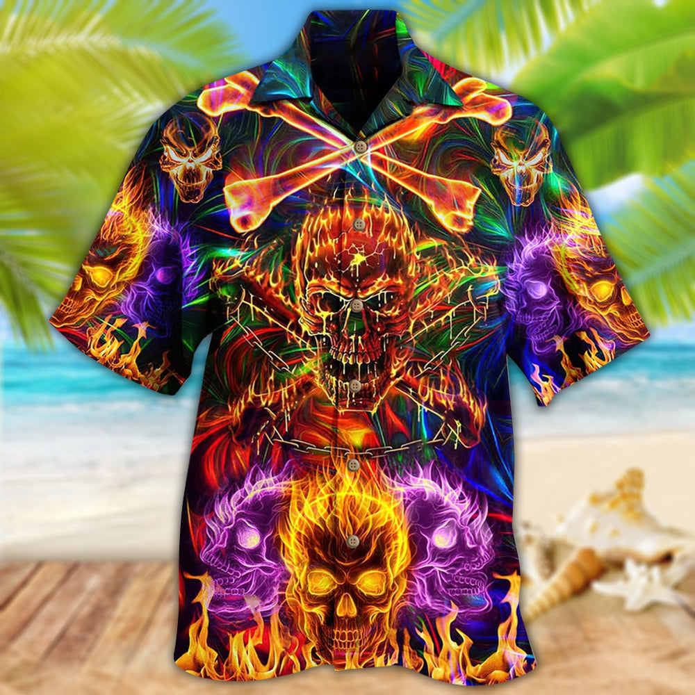 Skull Fire Angry - Hawaiian Shirt  - Owl Ohh