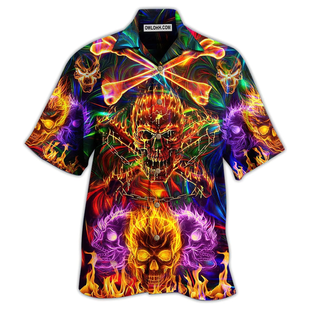 Skull Fire Angry - Hawaiian Shirt  - Owl Ohh