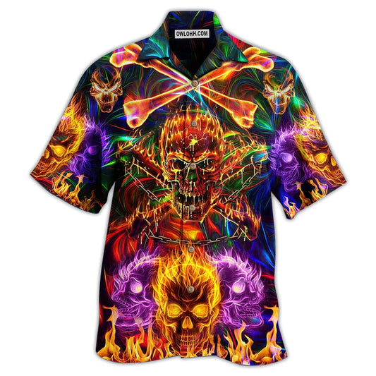 Skull Fire Angry - Hawaiian Shirt  - Owl Ohh