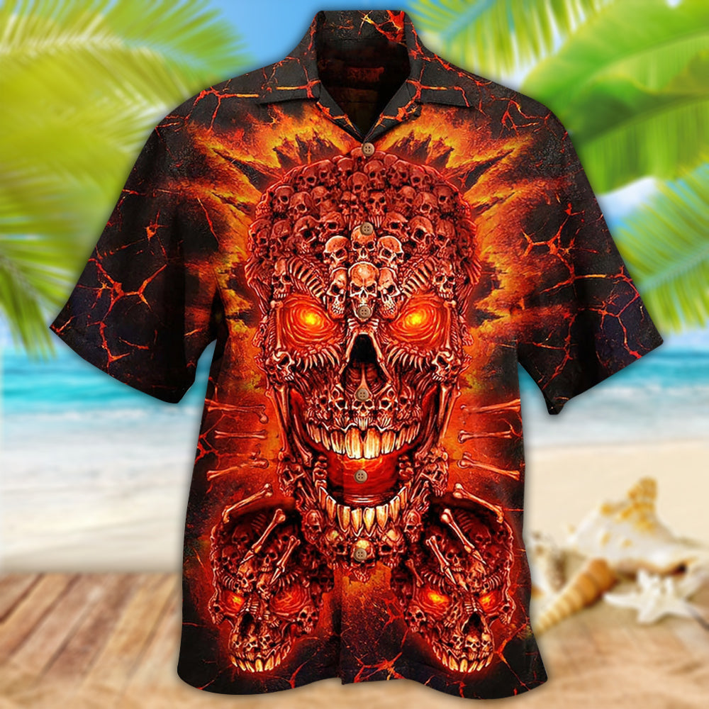Skull Fire Love Red Smile - Hawaiian Shirt  - Owl Ohh