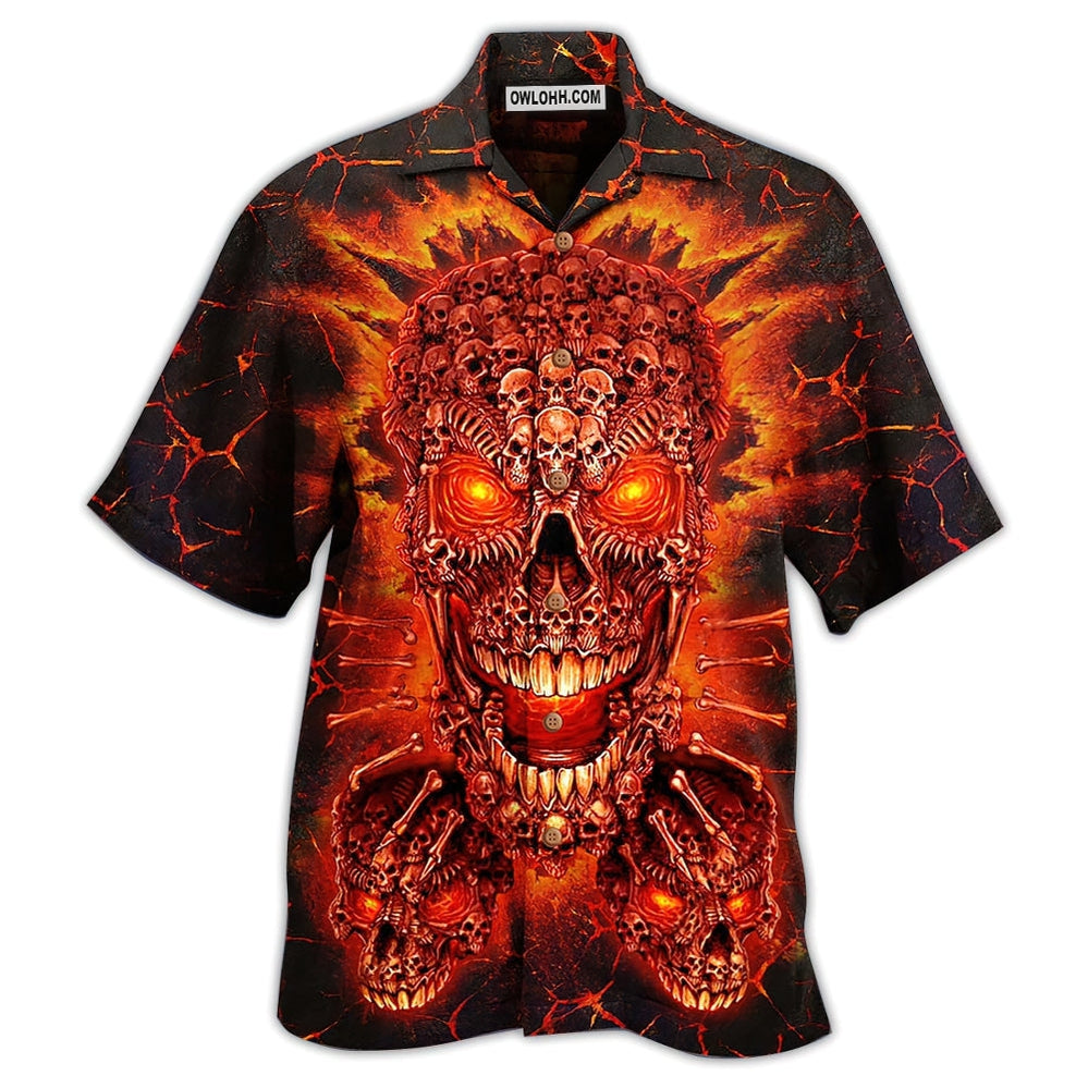 Skull Fire Love Red Smile - Hawaiian Shirt  - Owl Ohh