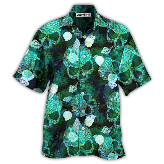 Skull Fish Green Style - Hawaiian Shirt  - Owl Ohh