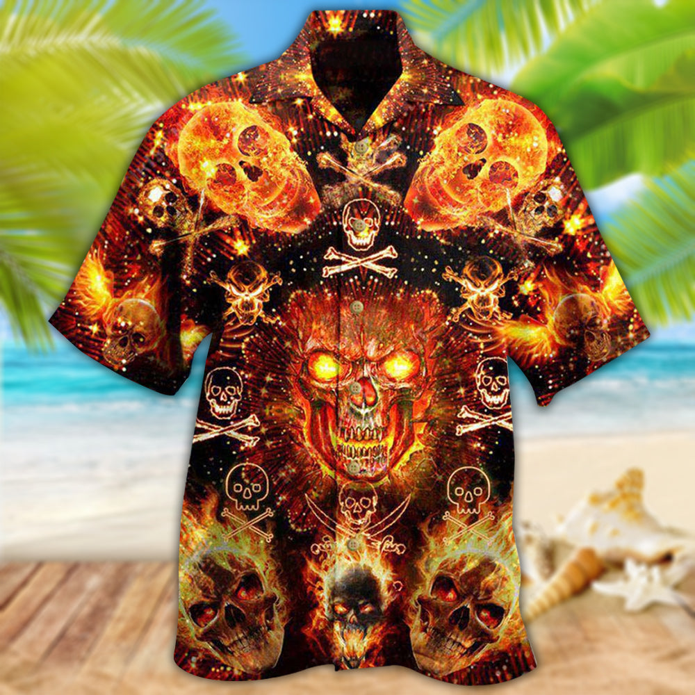 Skull Flaming - Hawaiian Shirt  - Owl Ohh