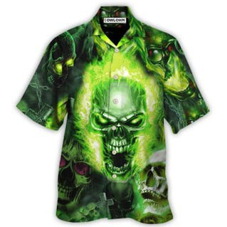 Skull Green Fear No Man - Hawaiian Shirt  - Owl Ohh