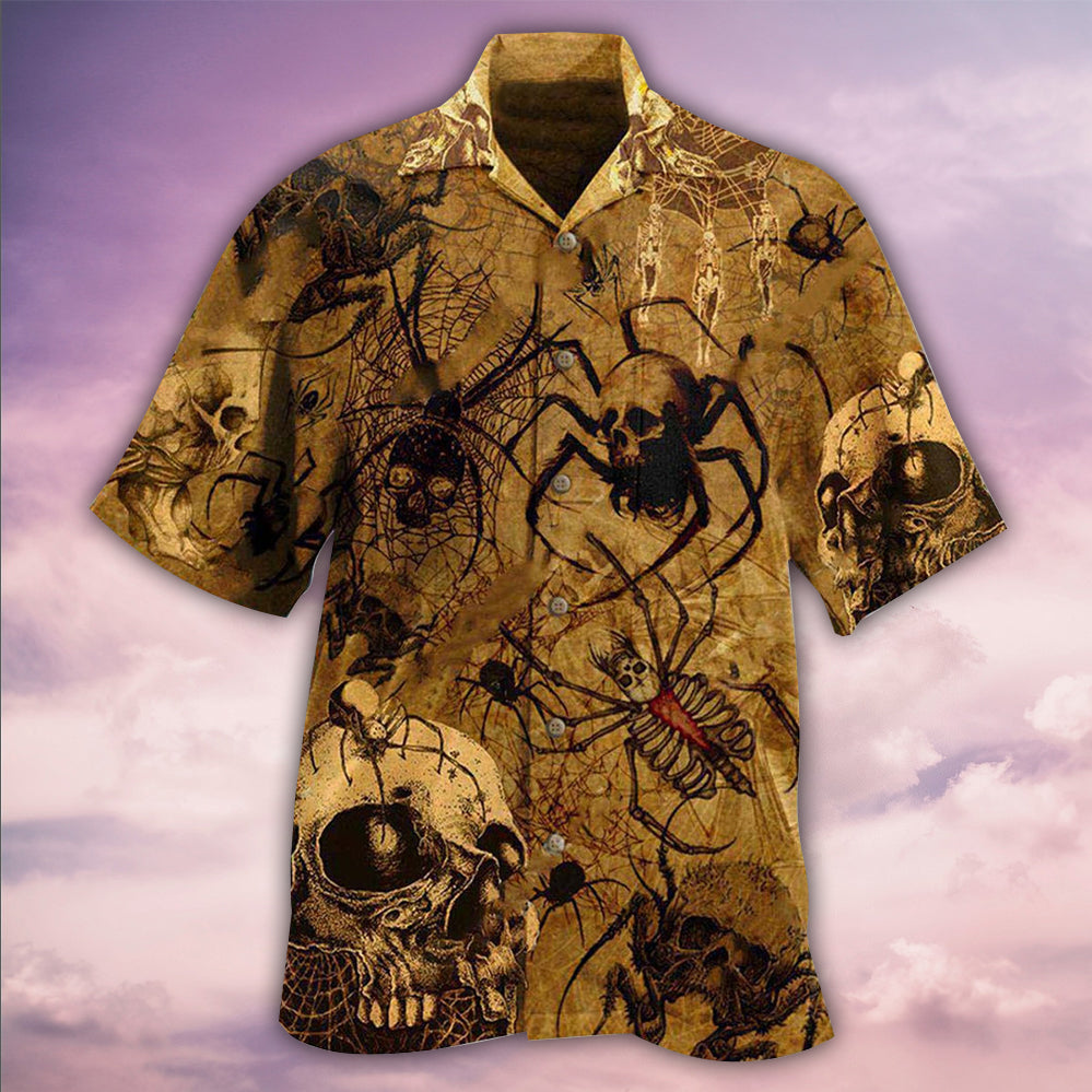 Skull Im Only Here For The Spiders - Hawaiian Shirt  - Owl Ohh