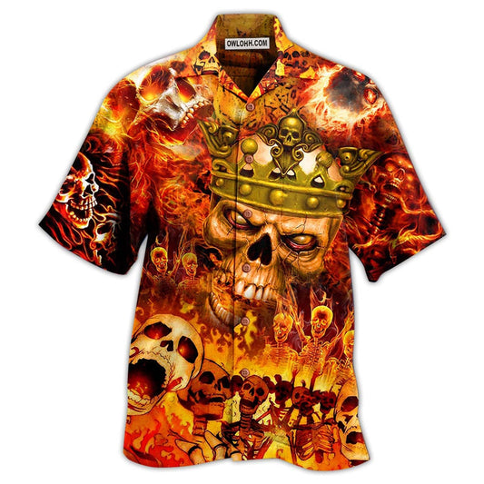Skull King On Fire - Hawaiian Shirt  - Owl Ohh