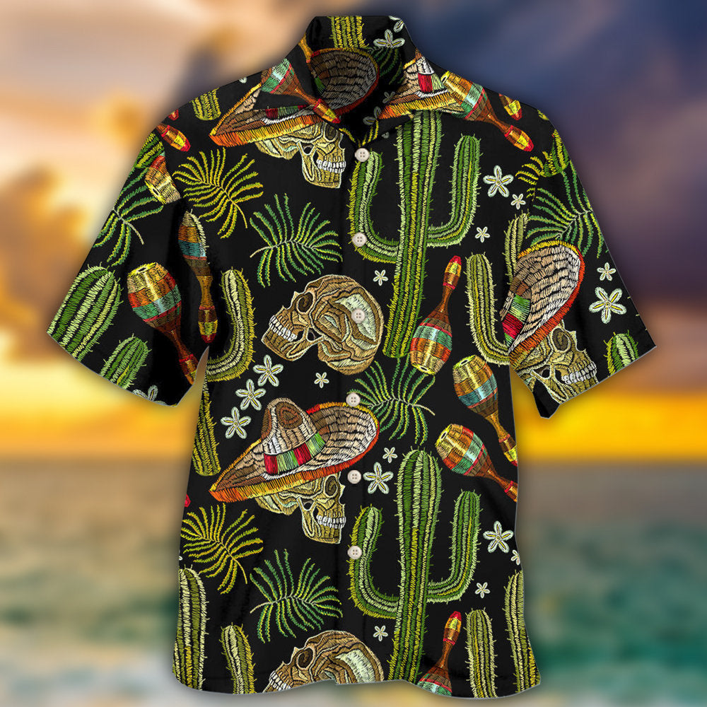 Skull Mexican Skull Black Style - Hawaiian Shirt  - Owl Ohh