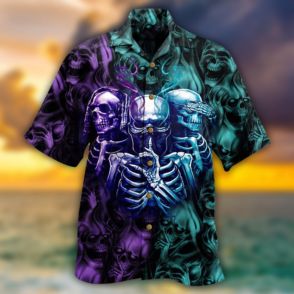Skull Neither Hear Nor See - Hawaiian Shirt  - Owl Ohh
