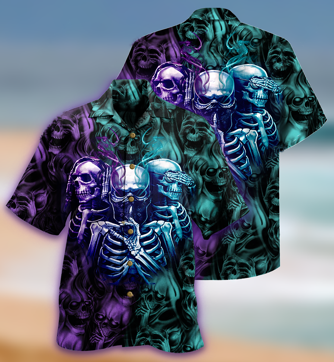 Skull Neither Hear Nor See - Hawaiian Shirt  - Owl Ohh