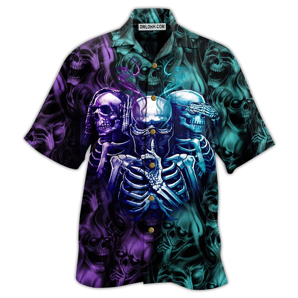 Skull Neither Hear Nor See - Hawaiian Shirt  - Owl Ohh