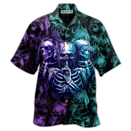 Skull Neither Hear Nor See - Hawaiian Shirt  - Owl Ohh