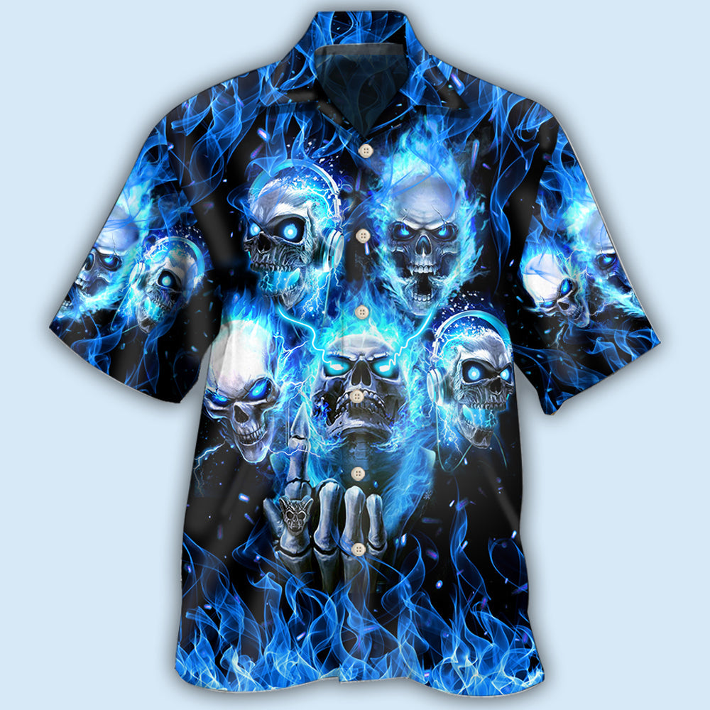 Skull Blue Skull Angry Style - Hawaiian Shirt  - Owl Ohh