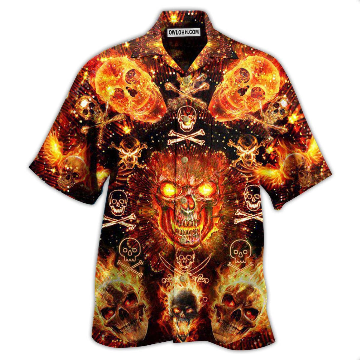 Skull Flaming - Hawaiian Shirt  - Owl Ohh