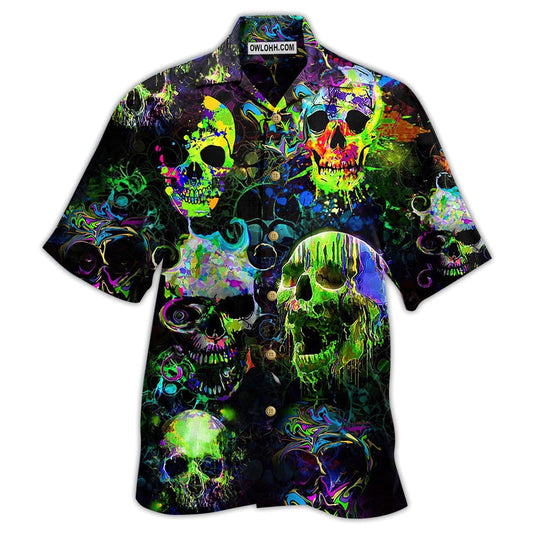 Skull Green Color Splash - Hawaiian Shirt  - Owl Ohh