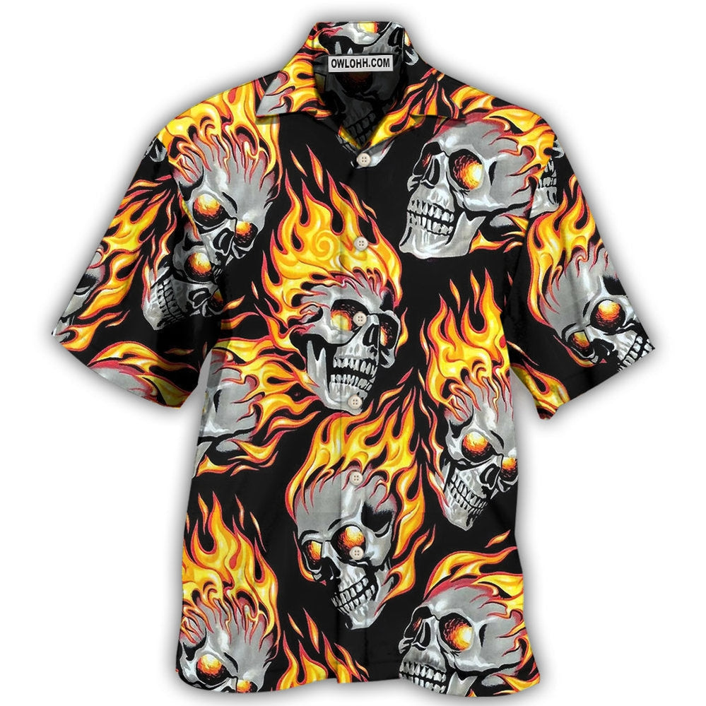 Skull On Fire - Hawaiian Shirt  - Owl Ohh