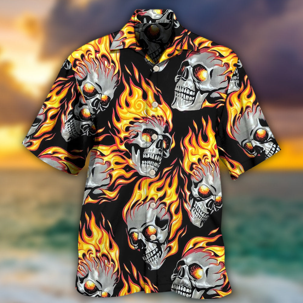 Skull On Fire - Hawaiian Shirt  - Owl Ohh