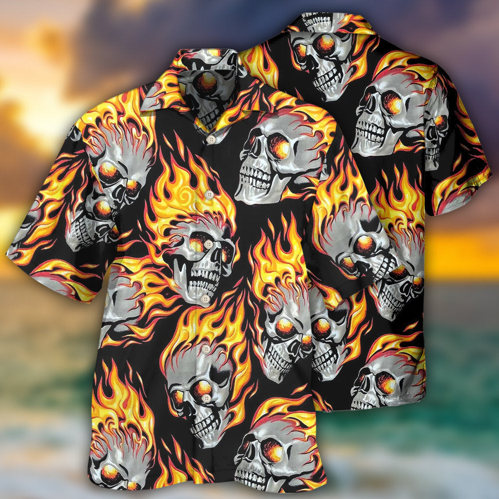 Skull On Fire - Hawaiian Shirt  - Owl Ohh