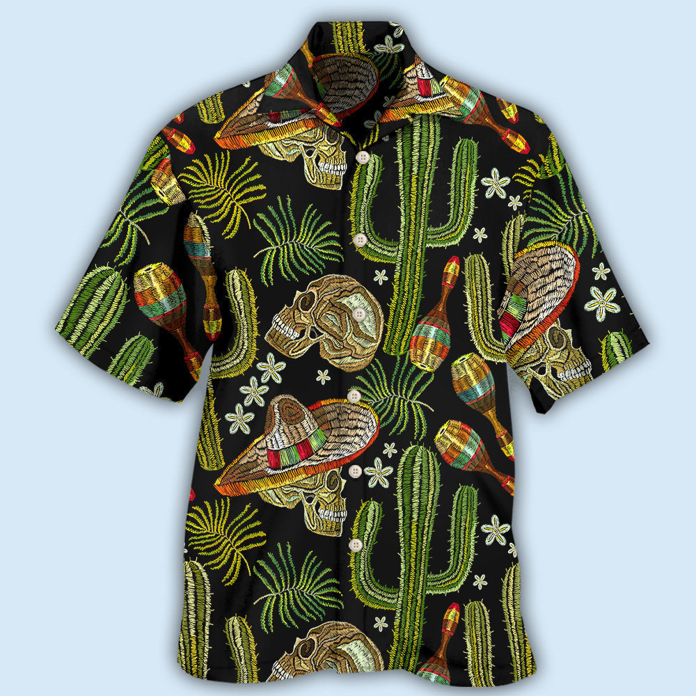 Skull Mexican Skull Black Style - Hawaiian Shirt  - Owl Ohh