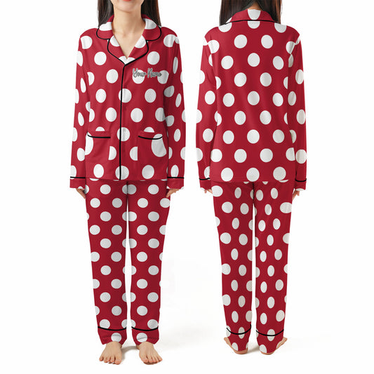 Custom Polka Dot Red and White Piping Pajamas