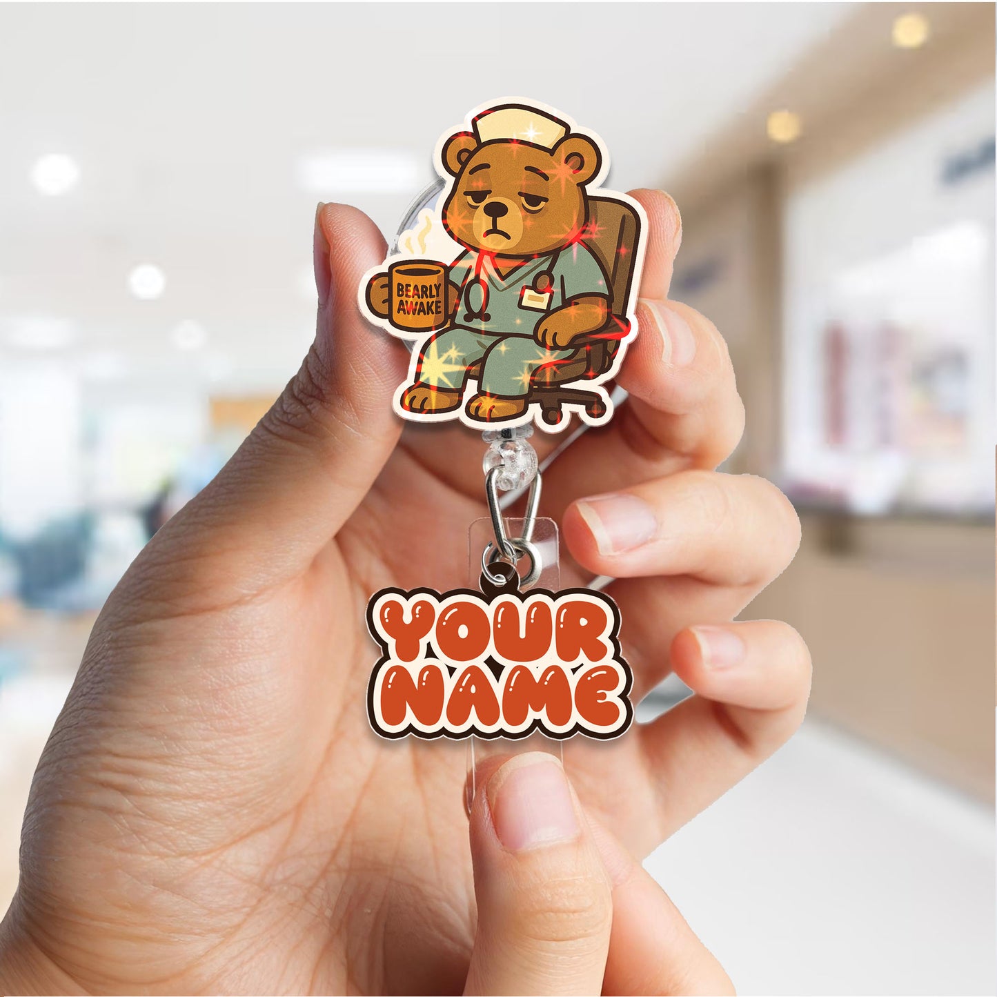 Nurse Bearly Awake Badge Reel