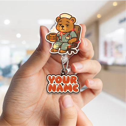 Nurse Bearly Awake Badge Reel