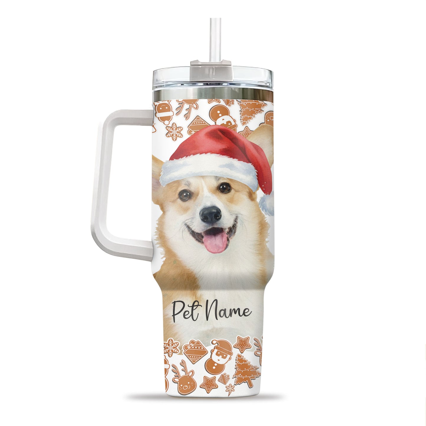 Custom Christmas Pet Image Printed 40oz Tumbler
