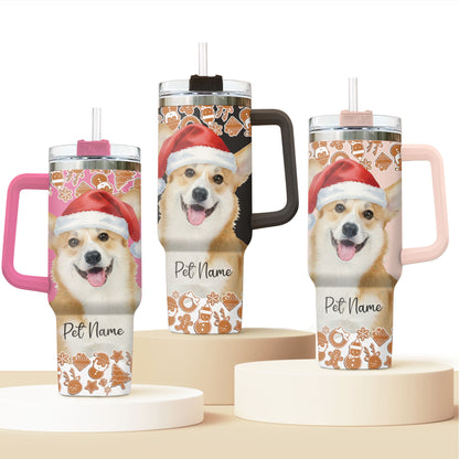 Custom Christmas Pet Image Printed 40oz Tumbler