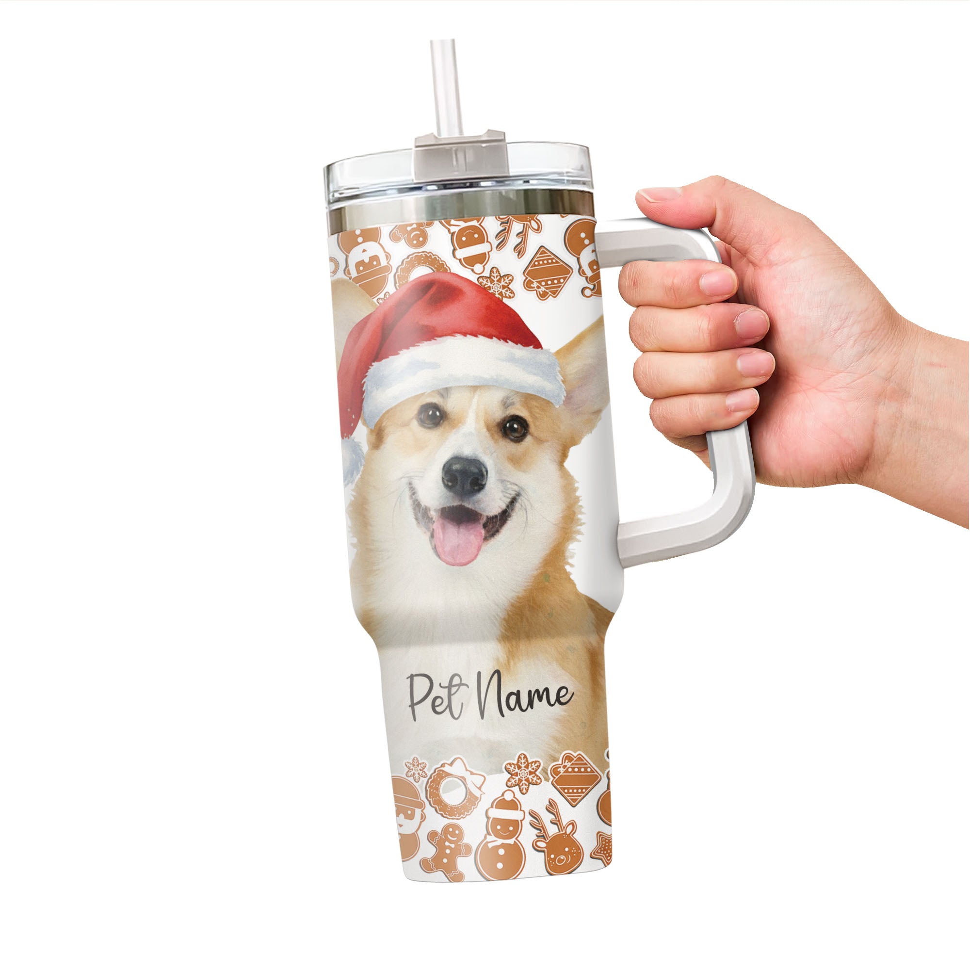 Custom Christmas Pet Image Printed 40oz Tumbler