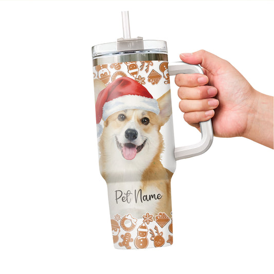 Custom Christmas Pet Image Printed 40oz Tumbler