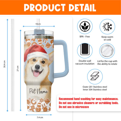 Custom Christmas Pet Image Printed 40oz Tumbler