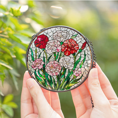 Birthmonth Flower January Carnation Stained Glass Suncatcher