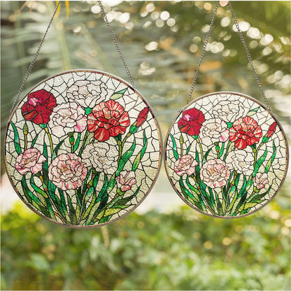 Birthmonth Flower January Carnation Stained Glass Suncatcher
