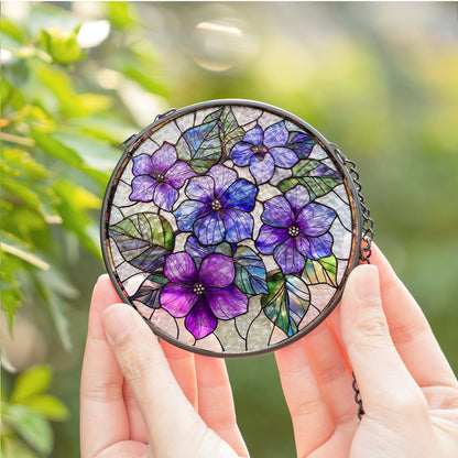 Birthmonth Flower February Violet Stained Glass Suncatcher