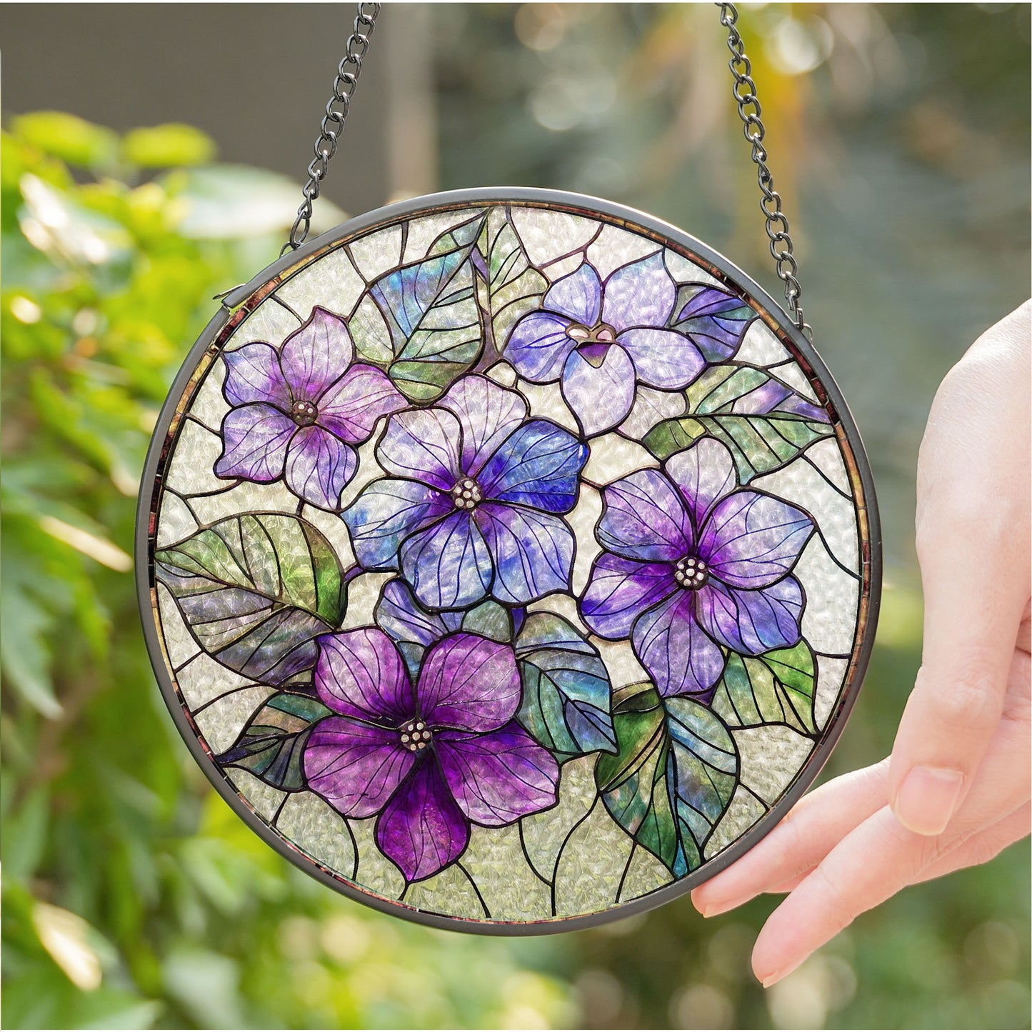 Birthmonth Flower February Violet Stained Glass Suncatcher