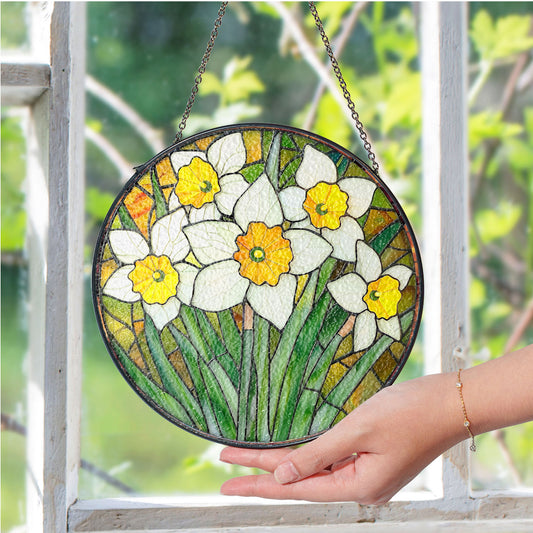 Birthmonth Flower March Daffodil Stained Glass Suncatcher